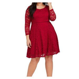 Torrid Red Lace Tulle Lined Skater Dress Size 3 3X Holiday Flirty Valentines